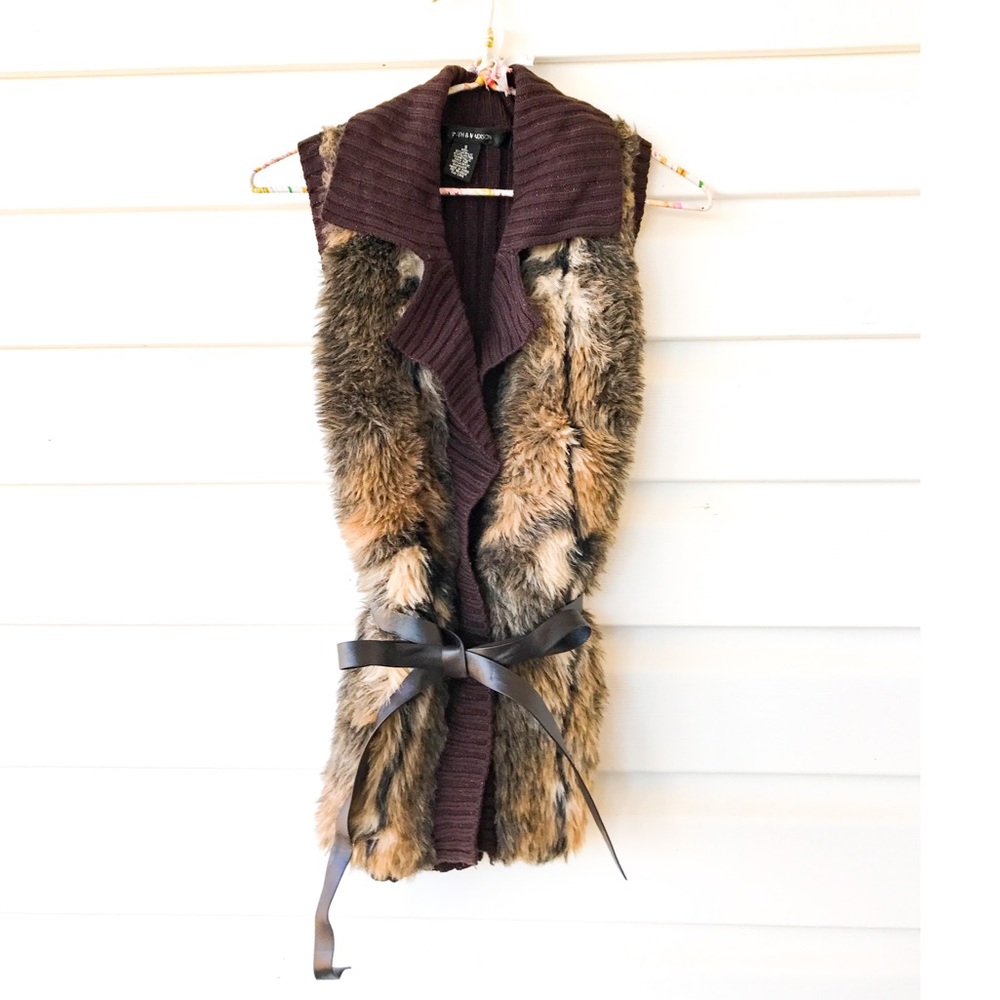 89TH & MADISON Faux Fur Sweater Vest
